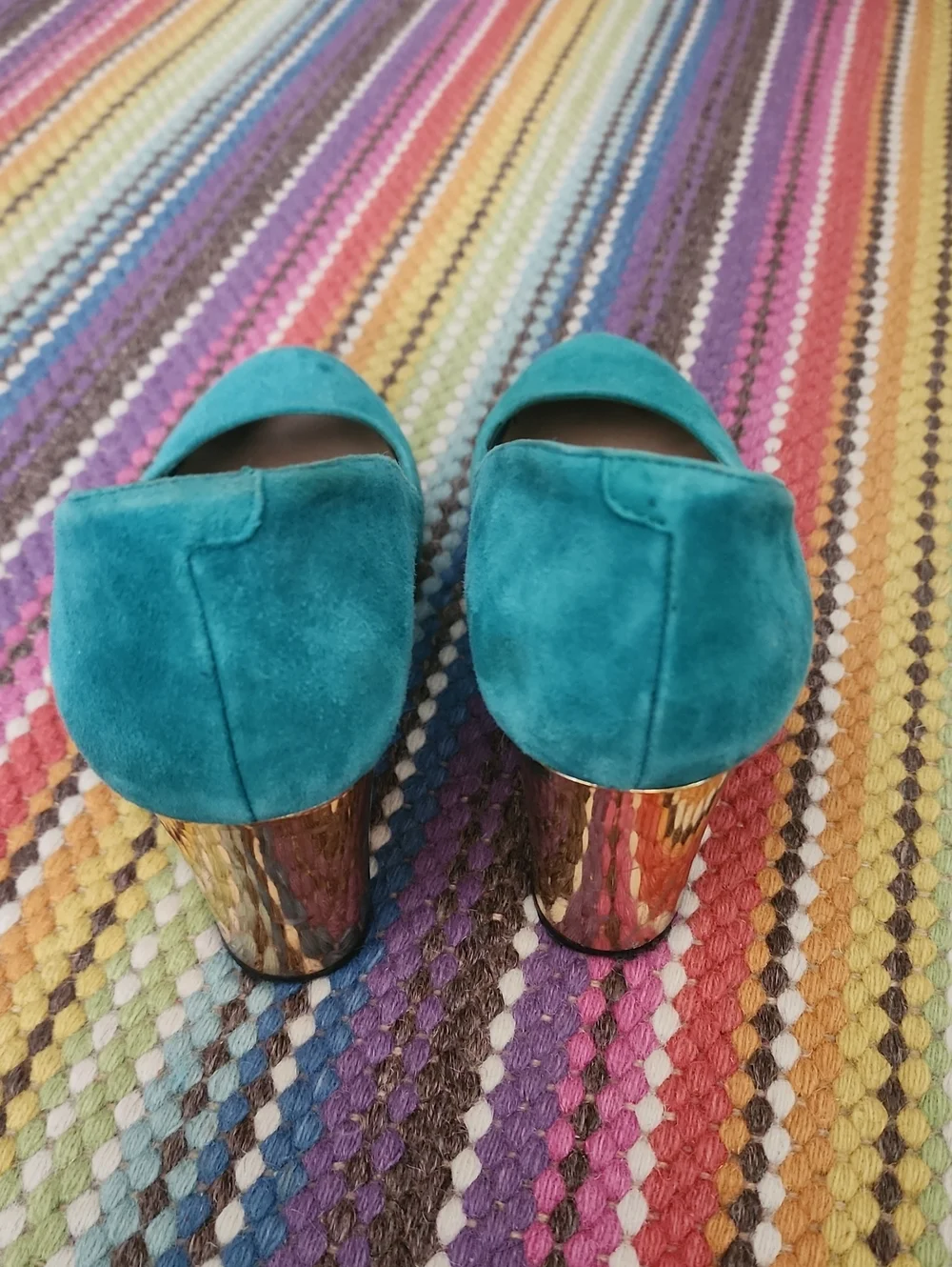Dolce Vida Teal Suede Pumps With Gold Heel Size 8